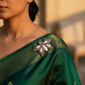 925 Silver Mother of Pearl Butterfly Brooch Women's Gold Plated Jewelry with Diamond for Engagement Wedding Party or Gift - Product Image 2