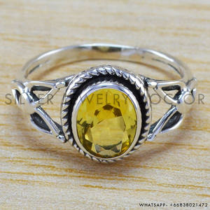 925 Sterling Silver Citrine Gemstone Ring Original Handmade Design Fine Jewelry For Women Wholesale Bulk Silver Jewelry Rings - Product Image 2