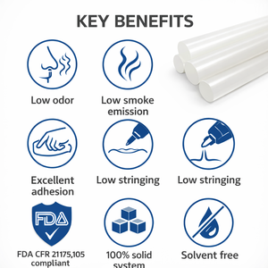 Bâtonnets d'adhésif thermofusible sensible à la pression 12 mm en polyoléfine GLUETECH 388-A approuvé par la FDA - Product Image 3