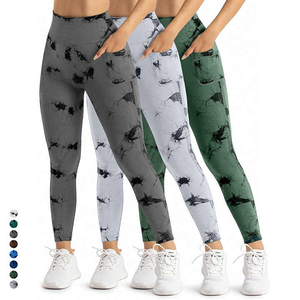 2025 ventas al por mayor de cintura alta Scrunch Butt Lift pantalones de entrenamiento sólido apretado Yoga Leggings botón cordón deporte secado rápido - Product Image 5