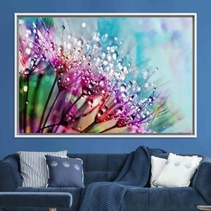 Modern Canvas Poster: Dandelion Lover Gift Wall Art, <b>Large</b> Trendy Decor,WHITE <b>FRAMED</b> CANVAS - Product Image 1