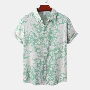 Últimas llegadas camisa hawaiana de algodón de poliéster de alta calidad hombres tops casuales de gran tamaño camisas elásticas sueltas personalizadas - Product Image 6