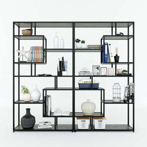 KTB68071 Rubberwood Multifunctional Durable Decorative <b>Shelf</b> with Iron Frame 100x30x180(cm) Standing Type for Living Room - Product Image 4