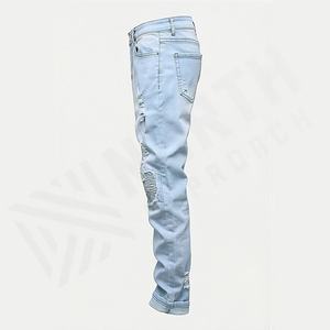 Pantalones Vaqueros Ajustados de Mezclilla Desgastados y Rotos para Hombre, Transpirables, Hechos a Medida, Estilo Urbano, Duraderos, Color Personalizado - Product Image 3