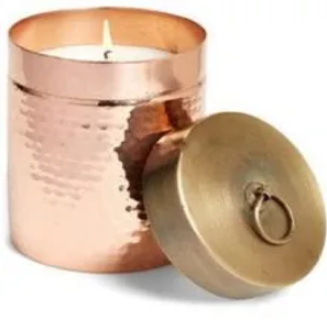 Pot de bougie en métal doré en forme de pomme mignon de grossiste indien direct couvercle de feuille élégant bougeoir en métal de cuivre en laiton élégant" - Product Image 6