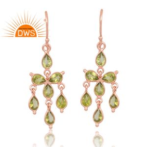 Última venta plata esterlina 925 18K chapado en oro rosa natural peridoto piedra preciosa colgante pendiente Demi joyería fina fabricante - Product Image 1