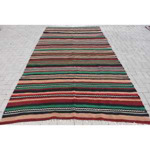 พรมขนแกะสีน้ำตาล6 x 11.3ft แบบดั้งเดิมงานเย็บปะติดปะต่อกันพรมตุรกีสี่เหลี่ยมผืนผ้าสำหรับห้องนั่งเล่นพรมยางข้างเตียงทางเดินใหม่ - Product Image 1