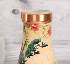 Meilleure vente Bouteille d'eau en cuivre pur imprimé avec couvercle pour la maison, la salle de sport, le bureau et l'extérieur au prix de gros - Product Image 3