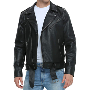 แจ็คเก็ตหนังเทียมทรงบอมเบอร์ ยูนิเซ็กซ์ สำหรับฤดูหนาว สไตล์ลำลอง แจ็คเก็ตมอเตอร์ไซค์ โลโก้ด้านหน้า ซิปแบบอสมมาตร พร้อมเข็มขัด ทรงเข้ารูป สไตล์ไบค์เกอร์ - Product Image 1