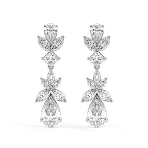 Boucles d'oreilles pendantes en forme de diamant coupe poire pour femme - Product Image 3