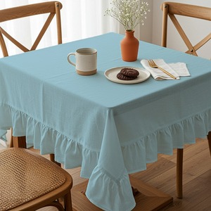 Nappe bleue Taille unique pour tables à manger Tissu en polyester pour hôtels et fêtes Accueillant les invités à la maison 100x100cm 39" - Product Image 4