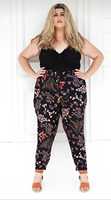 Pantalones estampados de pierna ancha para tallas grandes, fáciles de caminar y aspecto elegante, Pantalones de mujer con curvas de tela suave para mujer