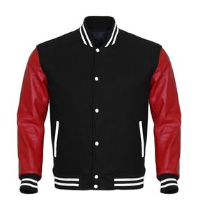 Custom Made Winter Varsity Jacket <b>White</b> <b>Wool</b> Sleeves Black Body Waterproof Vintage Canvas Letterman 2026 - Product Image 1