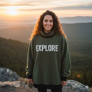 Sweat-shirt en molleton surdimensionné confortable personnalisé en gros pour l'automne/l'hiver, respectueux de l'environnement, manches longues tombantes, col montant, pull pour femmes - Product Image 1