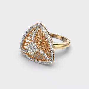 Trillion Vintage Style 1.0 Carat Round Lab Grown Diamond Engagement <b>Ring</b> 14K Solid Gold Wedding <b>Ring</b> Rhodium Plated for Parties - Product Image 5