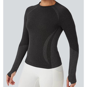 Chemises de sport sans couture pour femmes, hauts d'entraînement à manches longues, hauts de yoga à séchage rapide, légers, respirants, écologiques - Product Image 1