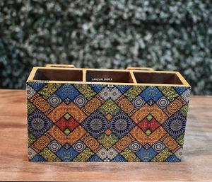 Multicolor Mandala Design Durable MDF <b>Printed</b> Cutlery Tissue Tray Four-Layer Rectangular Decorative Wooden Organizer Dining - Product Image 4