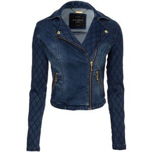 Chaqueta de Motociclista Azul Denim para Mujer, Manga Larga, Cuello Camisero, Botón Frontal, Sólida, Transpirable, Casual, Otoño/Primavera/Invierno - Product Image 1