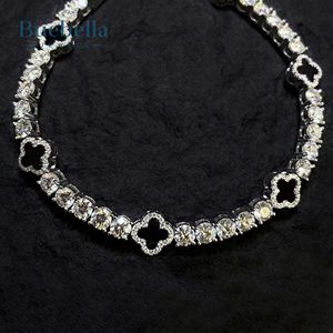 9mm 925 Sterling Silver 14k <b>White</b> <b>Gold</b> Plating Iced Out Four Leaf Clover Tennis <b>Bracelet</b> Fine Jewelry Men's Gift - Product Image 2