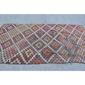 Ethnic Vintage Turkish Rug 5.1 X 9.7ft Classic Brown Patchwork Design Wool Material Latex Large Area Rectangle Hallway for Rooms - Product Image 3