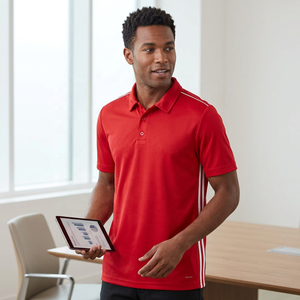 Polo de Punto Rojo de Manga Corta para Hombre, Estilo Deportivo de Secado Rápido, Color Sólido - Product Image 6