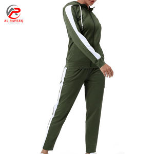 ชุดออกกำลังกายสำหรับผู้หญิงชุดวอร์มแขนยาวสีเขียวมะกอกตัด - Product Image 1