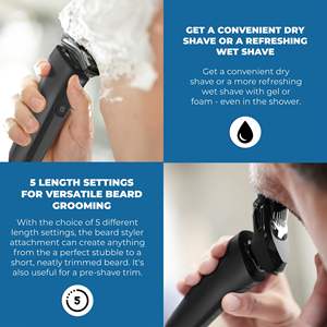 Afeitadora Eléctrica Recargable para Hombre, Uso en Seco y Húmedo, con Recortador Extraíble, Estuche de Viaje, Impermeable IPX7, Inalámbrica, Mini Afeitadora para Rostro - Product Image 1