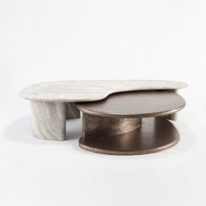 Mesa auxiliar de café de metal con diseño estético redondo, mesa de centro de calidad antigua, mesa auxiliar de aluminio de tamaño personalizado, latón. - Product Image 4