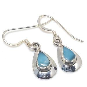 Joyería de piedras preciosas Larimar para mujer, pendientes de estilo bohemio de plata, joyería de plata de ley 925, pendientes hechos a mano, regalo para mamá - Product Image 1