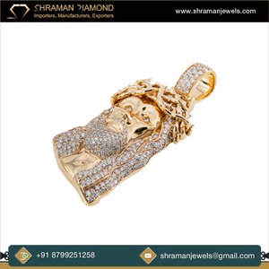 Pendentif religieux chrétien personnalisé en argent 925 plaqué or rose, style hip-hop, serti de diamants en moissanite, avec le visage de Jésus - Product Image 6