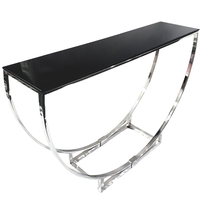 Tables consoles modernes de luxe en acier inoxydable avec plateau en verre transparent pour salon, miroirs extérieurs, meubles de toilette, décoration intérieure, finition personnalisée