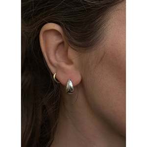 Classic Silver Teardrop Hoop <b>Earrings</b> with Water Drop and Flower Pattern Featuring Pear and Diamond Main Stones - Product Image 5