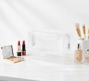 <b>Clear</b> Transparent Cosmetic <b>Bag</b> Portable Zipper Closure PVC Material Simple Style Travel Makeup Storage <b>Bags</b> Foldable Waterproof - Product Image 5