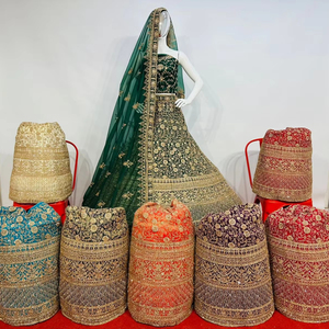 Twinkle Collection 5 diseños Lehenga con Full Jarkan Stonework 10 blusas de colores únicos Ropa de fiesta de seda Bodas Otras ocasiones - Product Image 1