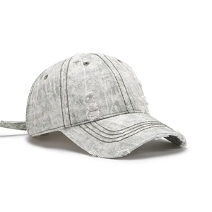 Gorra de béisbol de 5 paneles con tirantes ajustable de alta calidad para hombre, lavado ácido, logotipo bordado personalizado, sombrero deportivo con estampado desgastado - Product Image 6