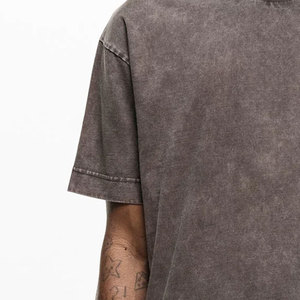 Camiseta de peso pesado de gran tamaño con lavado ácido para hombre, camiseta Formal de estilo sólido con logotipo personalizado, camiseta al por mayor - Product Image 3