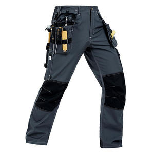 Men's Custom Design Heavy Duty Men's <b>Work</b> <b>Pants</b> Polyester Abrasion Resistant With Tool Pockets <b>Black</b> Gray Panels - Product Image 5