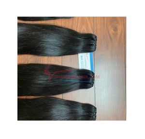 100% Extensions humaines brutes vierges de haute qualité trame droite naturelle noire ruban pré-collé trame de génie vietnamien non traitée - Product Image 1