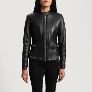 Veste en cuir véritable légère à manches longues personnalisée à la mode 100% pour femmes - Product Image 1