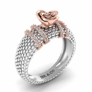 Top Tendance Diamant Rond Or Rose Deux Tons En Argent Sterling 925 Heartily Perles Rose Bague De Fiançailles Pour Les Femmes Au Prix Le Plus Bas - Product Image 5