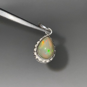 925 argent Sterling Style Vintage pendentif Multi feu éthiopien opale blanc poire forme alliage à la mode pour enfants hommes femmes - Product Image 2