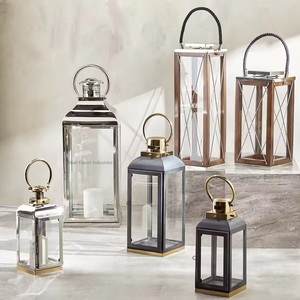 High Quality Ramadan Decorative Brown Metal & Glass Candle <b>Lantern</b> for Home Event Decoration Dual Tone <b>Lanterns</b> - Product Image 6