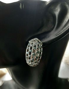 1.49 Ct Round Cut Natural Blue Diamond <b>Huggie</b> Hoop Earrings 925 Sterling <b>Silver</b> Women's Wedding Engagement - Product Image 6