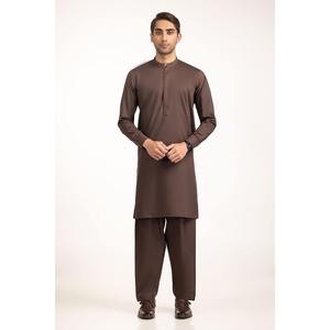 Kurta/Kurti de Verano para Hombre, Corte Regular, 100% Algodón, Color Marrón, Estilo SK-STY25-020, Ropa Oriental India y Pakistaní - Product Image 3