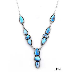 Collier artisanal en argent sterling et pierres dorées en forme de goutte d'eau, idée cadeau parfaite - Product Image 2