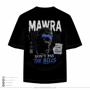 เสื้อยืดโอเวอร์ไซส์สีดำสำหรับผู้ชาย แบรนด์ Mawra แขนสั้น ผ้าฝ้ายเจอร์ซีย์ 100% พิมพ์ลายหยดน้ำด้านหน้า ดีไซน์สตรีทแวร์ คอกลม แห้งเร็ว - Product Image 6