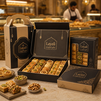 Boîte en papier personnalisée AT PACK pour les douceurs arabes, baklava, dattes, pâtisseries, emballage cadeau avec logo