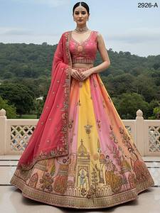 Parche bordado en Lehenga multicolor con trabajo de bordado sobrio con hermosa dupatta y blusa - Product Image 6