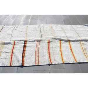 พรมวินเทจ ขนาด 4.7x11.4 ฟุต พรมตุรกี พรมขนสัตว์ลายทางสีขาวส้ม - Product Image 2