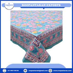 Latest Design Jacquard Premium Quality Pure Cotton Hand Block Printed Wedding <b>Rectangle</b> <b>Tablecloth</b> Low Price - Product Image 6